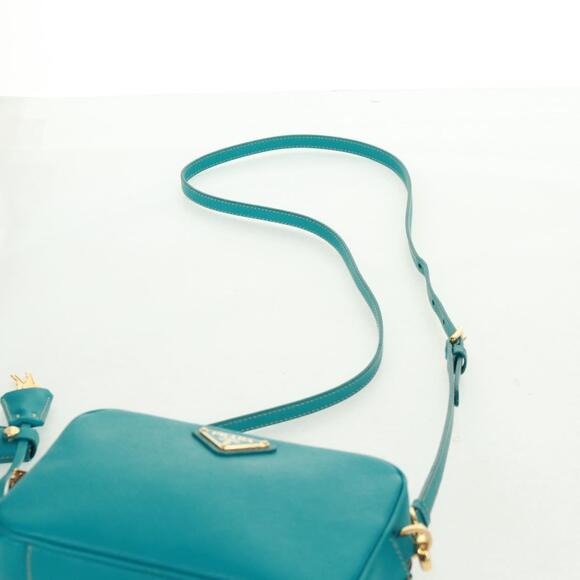 PRADA Shoulder Bag Safiano leather Turquoise Blue Gold Auth 159879SAV - Picture 15 of 16